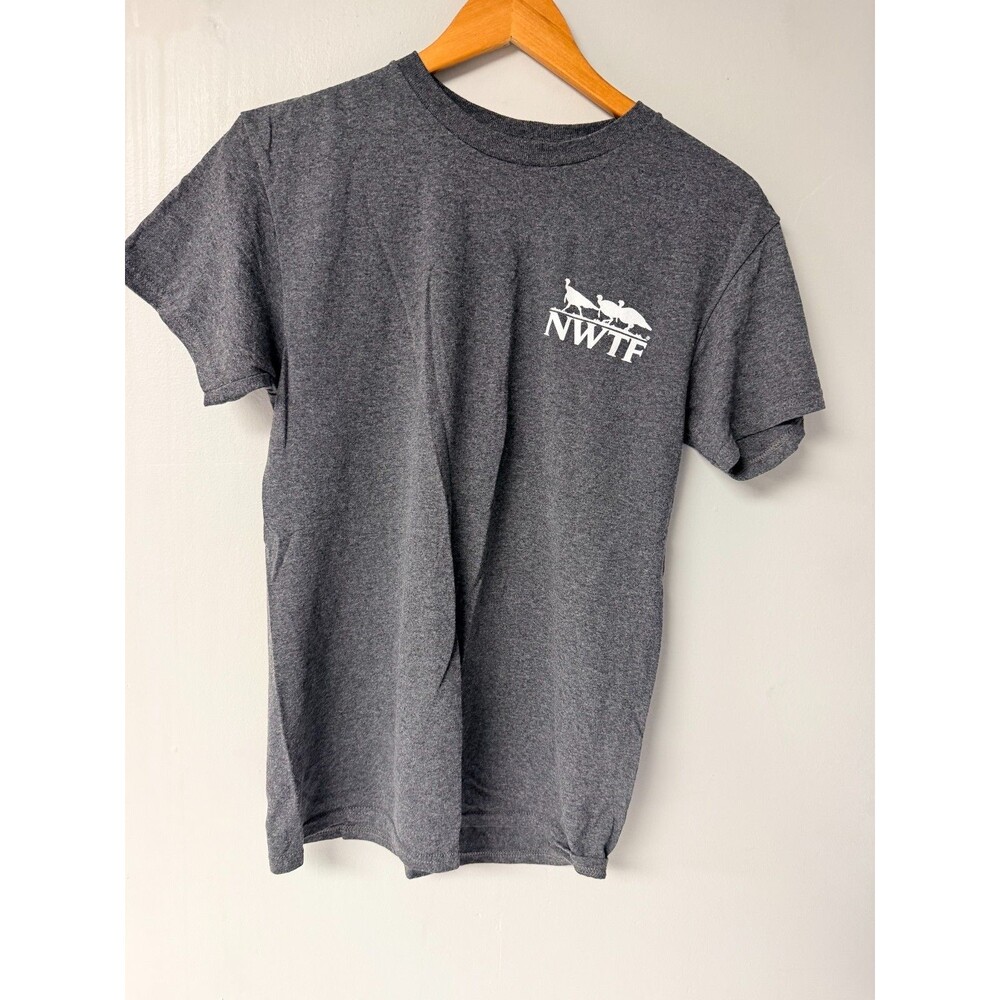 NWTF Spurs and Stripes Forever Turkey American Flag T-Shirt Gray S
